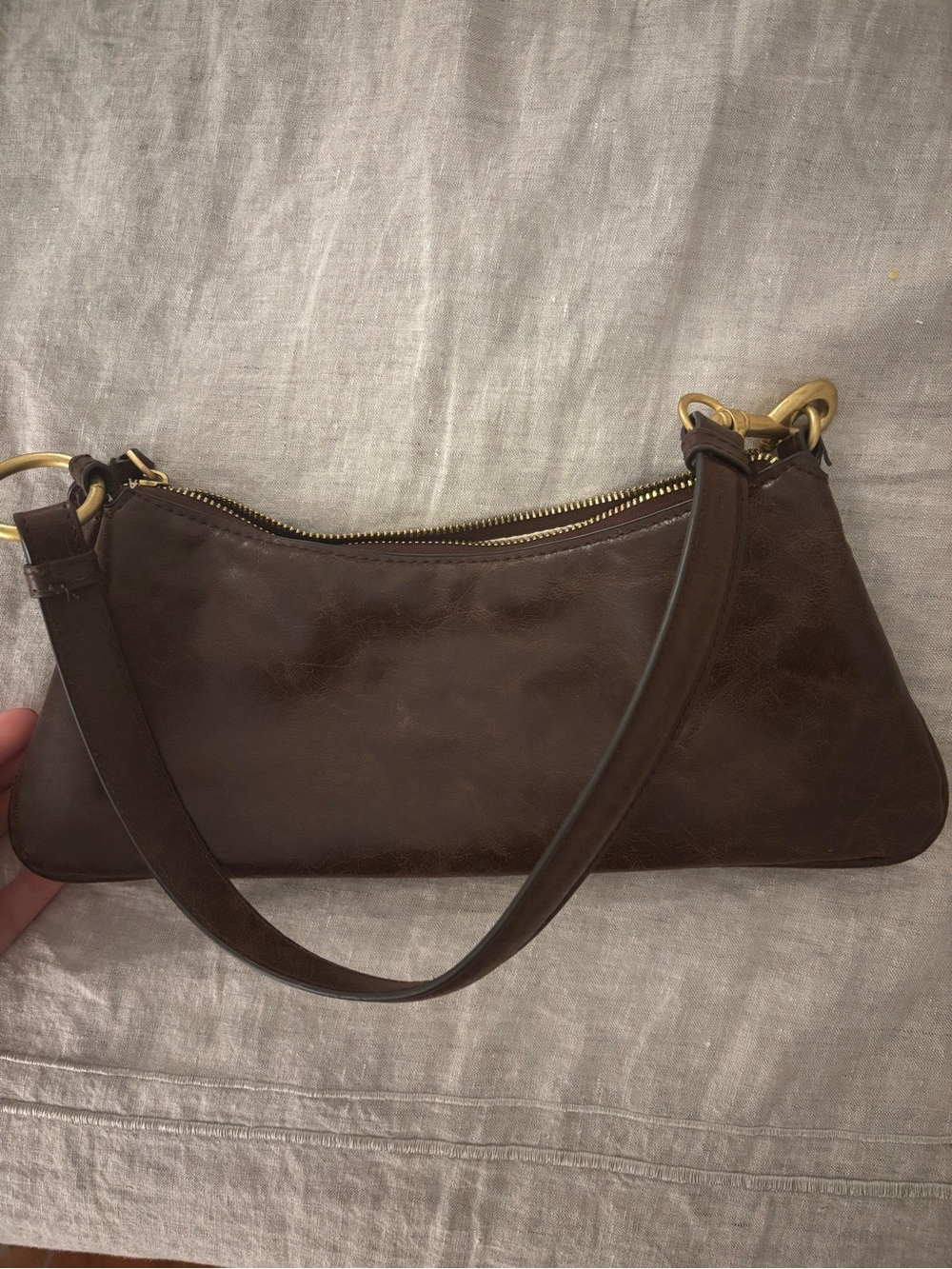 Zara Brown Leather Shoulder Bag - Classic Women's Handbag - Picture 3 of 3